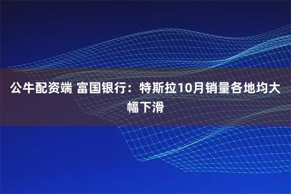 公牛配资端 富国银行：特斯拉10月销量各地均大幅下滑